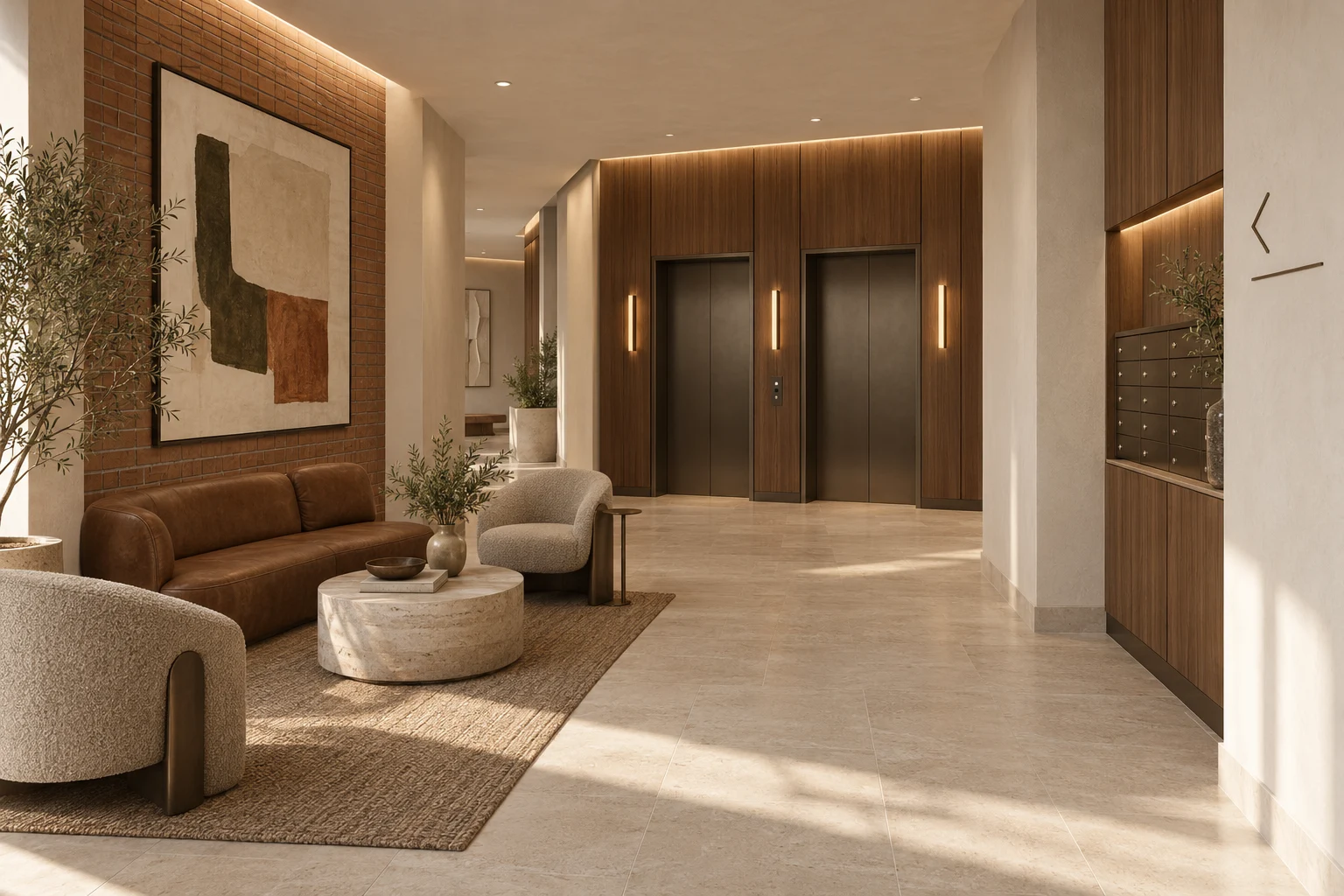 Manzana residential lobby interior rendering